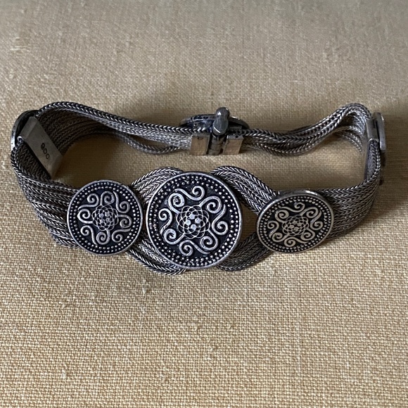 VTG I 900 Silver & Niello Bracelet & Earrings Set - Picture 10 of 16